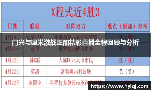 门兴与国米激战正酣精彩直播全程回顾与分析